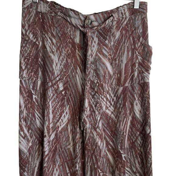 Democracy Women Pants 4 Wide‎ Leg Brown Rayon Abstract Whimsigoth Earthy Resort - Picture 4 of 12
